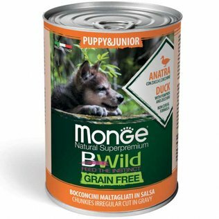 MONGE BWild Puppy&Junior Grain Free Anatra 400gr