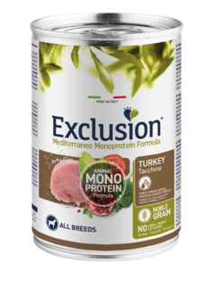 EXCLUSION Cane Mediterraneo Monoproteico All Breed Adult Tacchino 400gr