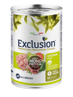 EXCLUSION Cane Mediterraneo Monoproteico All Breed Adult Pollo 400gr