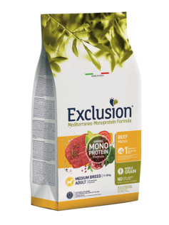 EXCLUSION Mediterraneo Medium Adult Manzo 12Kg