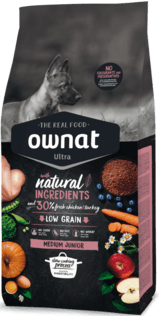 OWNAT Ultra Medium Junior Low Grain Pollo e Tacchino 14Kg