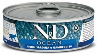 Farmina N&D Ocean Cat Adult Tonno, Sardina e Gamberetti 80gr