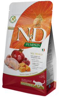 Farmina N&D Pumpkin GF Cat Neutered Quaglia, Zucca e Melograno 1,5Kg