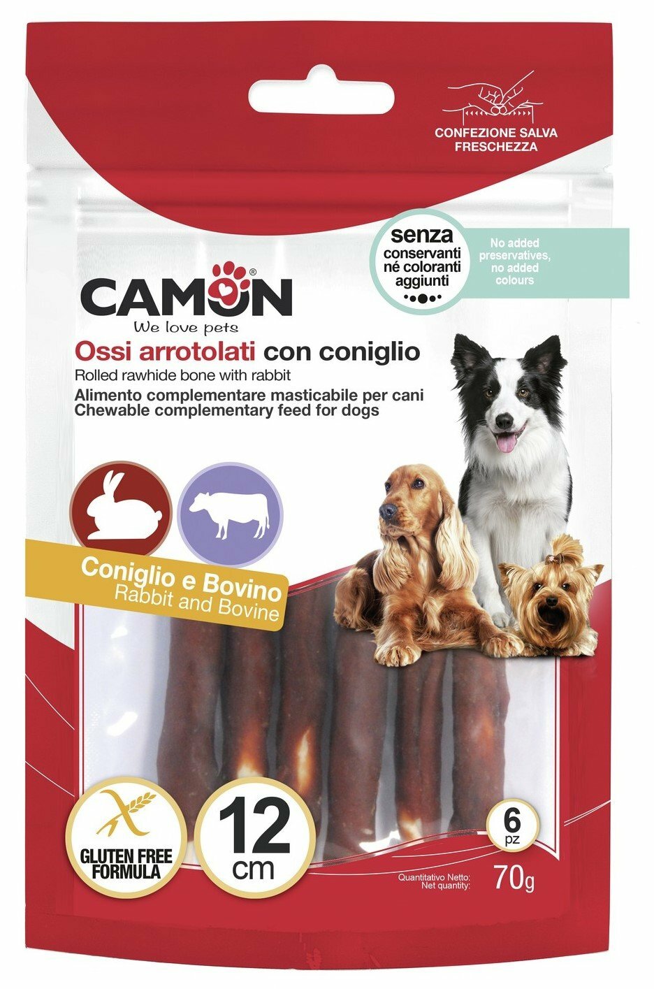 CAMON Snack Rolls con Coniglio e Manzo 70gr