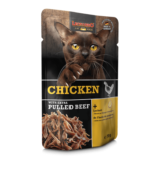 LEONARDO Cat Pollo + Extra Pulled Beef 70gr