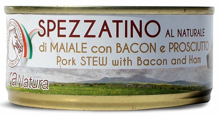 PURA NATURA Dog Spezzatino Naturale di Maiale con Bacon e Prosciutto 150Gr