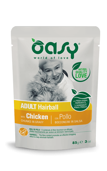 OASY Cat Hairball Bocconcini in Salsa al Pollo 12x85gr