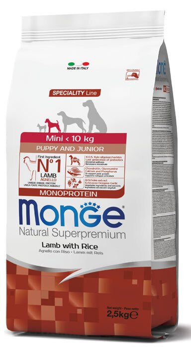 MONGE Mini Puppy&Junior Agnello e Riso 2,5Kg