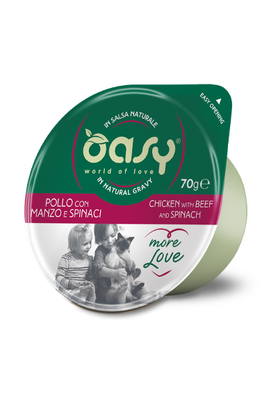 OASY Cat Cup Pollo con Manzo e Spinaci 24x70Gr