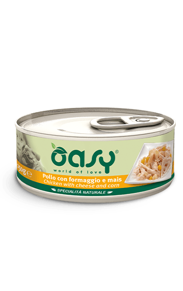 OASY Cane Pollo con Formaggio e mais al Naturale 24x150gr