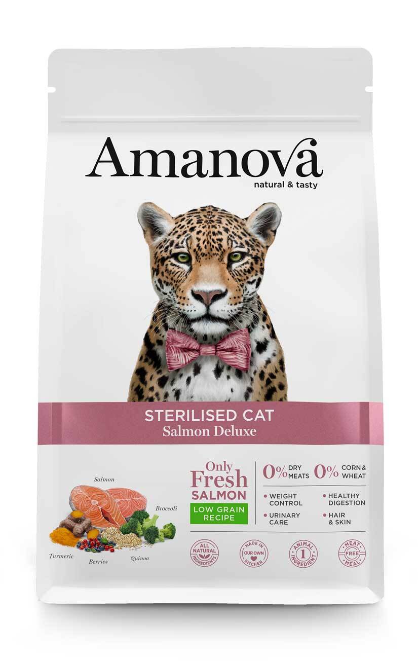 AMANOVA Gatto Sterilizzato al Salmone Low Grain