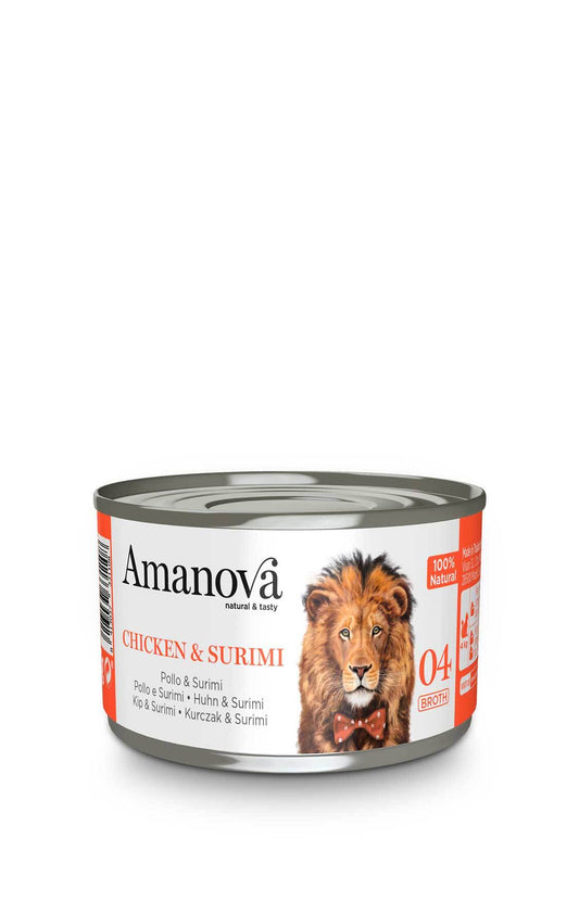 AMANOVA Gatto 04 Pollo e Surimi in brodo 70gr