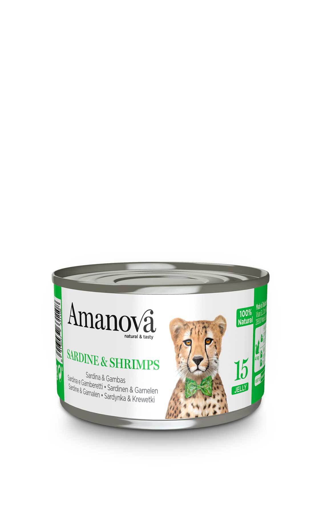 AMANOVA Gatto 15 Sardine e Gamberetti in gelatina 70gr