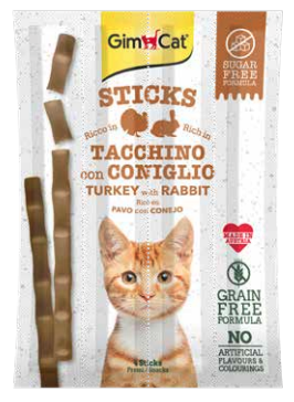 GIMCAT Sticks con Tacchino e Coniglio 4pz