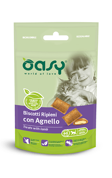 OASY Cat Biscotti Ripieni con Agnello 60Gr