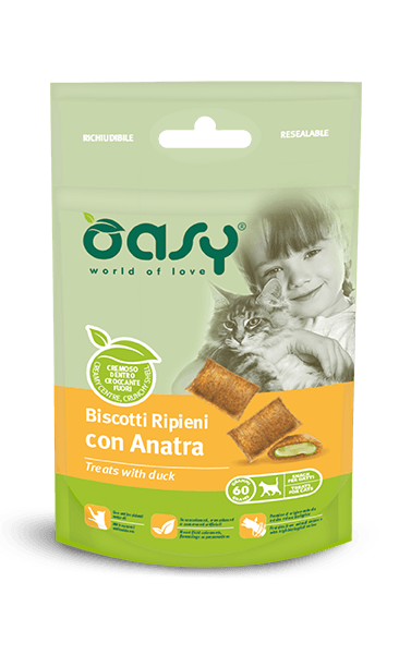 OASY Cat Biscotti Ripieni con Anatra 60Gr