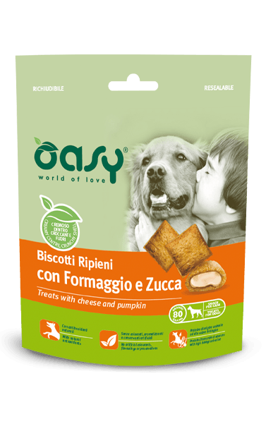 OASY Snack Cane Biscotti Ripieni con Formaggio e Zucca 80Gr