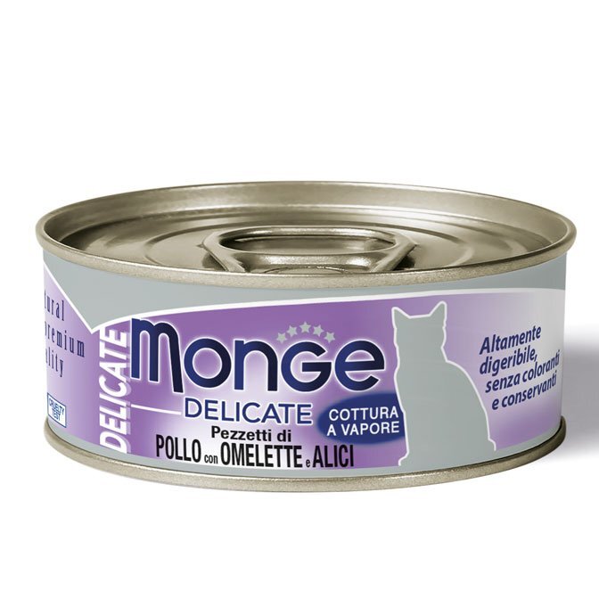 MONGE Cat Delicate Pollo con Omelette e Acciughine 80gr