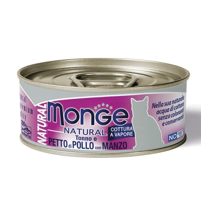 MONGE Cat Natural Tonno con Pollo e Manzo 80gr