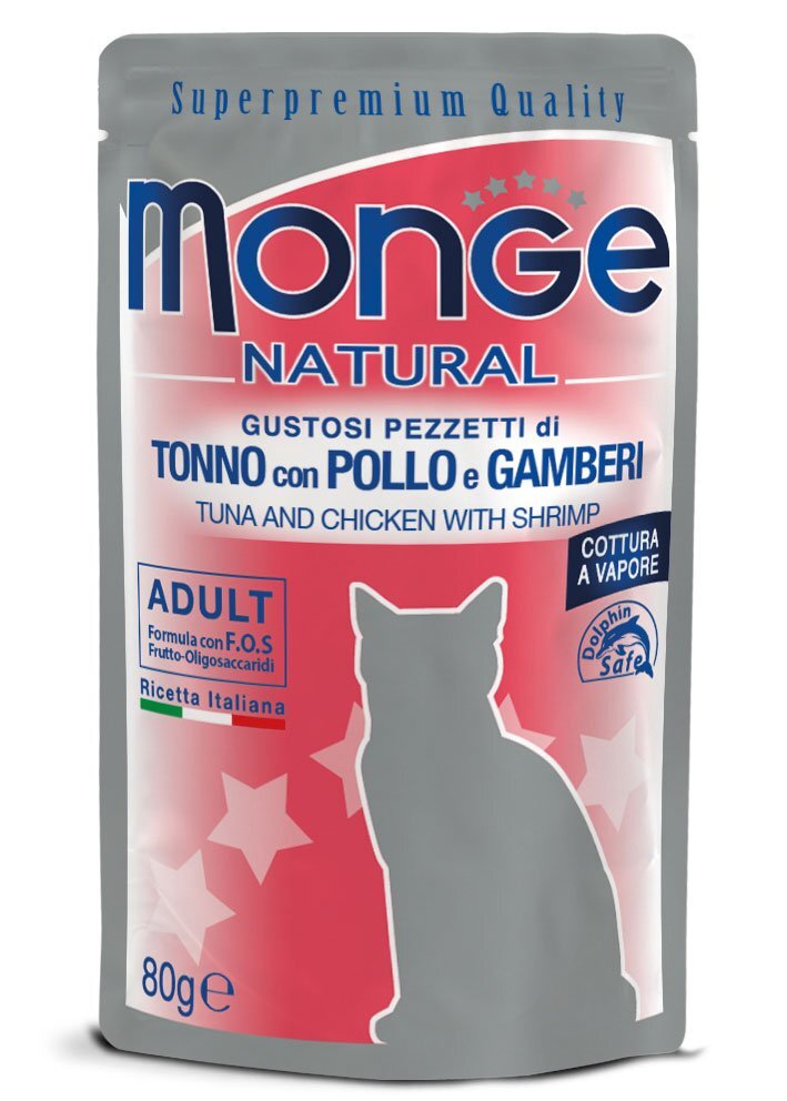 MONGE Natural Cat Tonno Pollo e Gamberetti 80gr