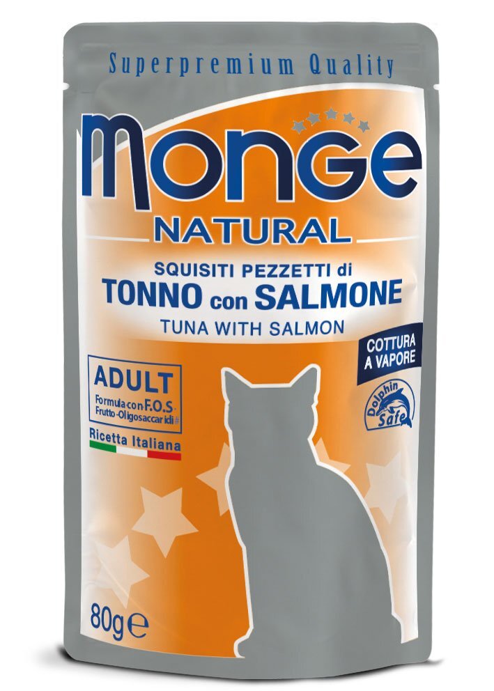 MONGE Natural Cat Tonno Pinne Gialle e Salmone 80gr