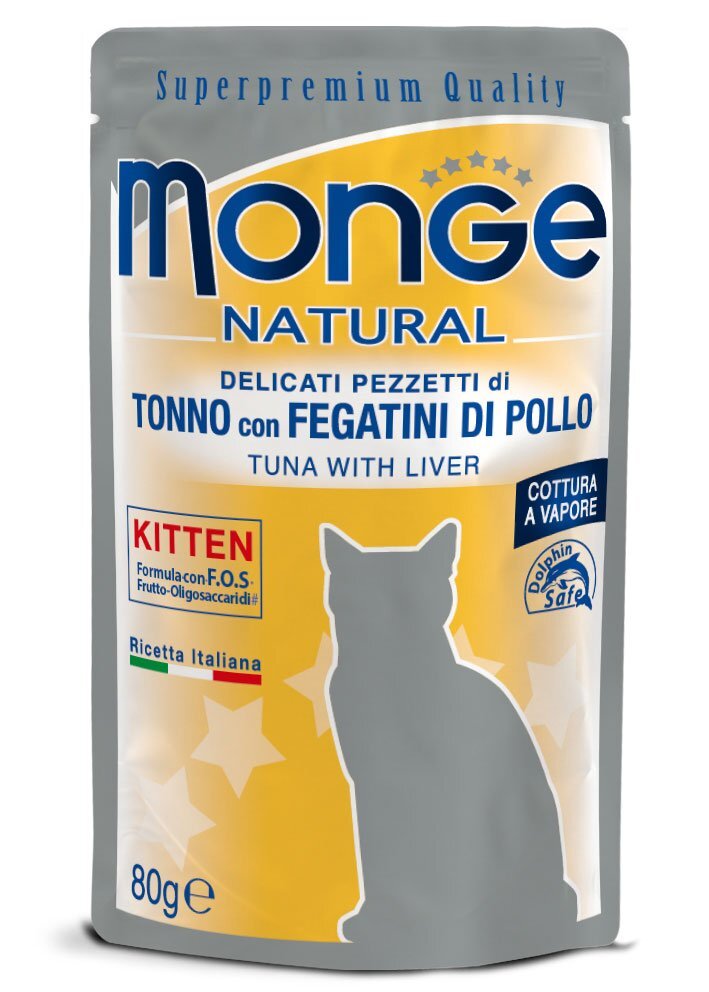 MONGE Natural Cat Kitten Tonno Fegatini di Pollo 80gr