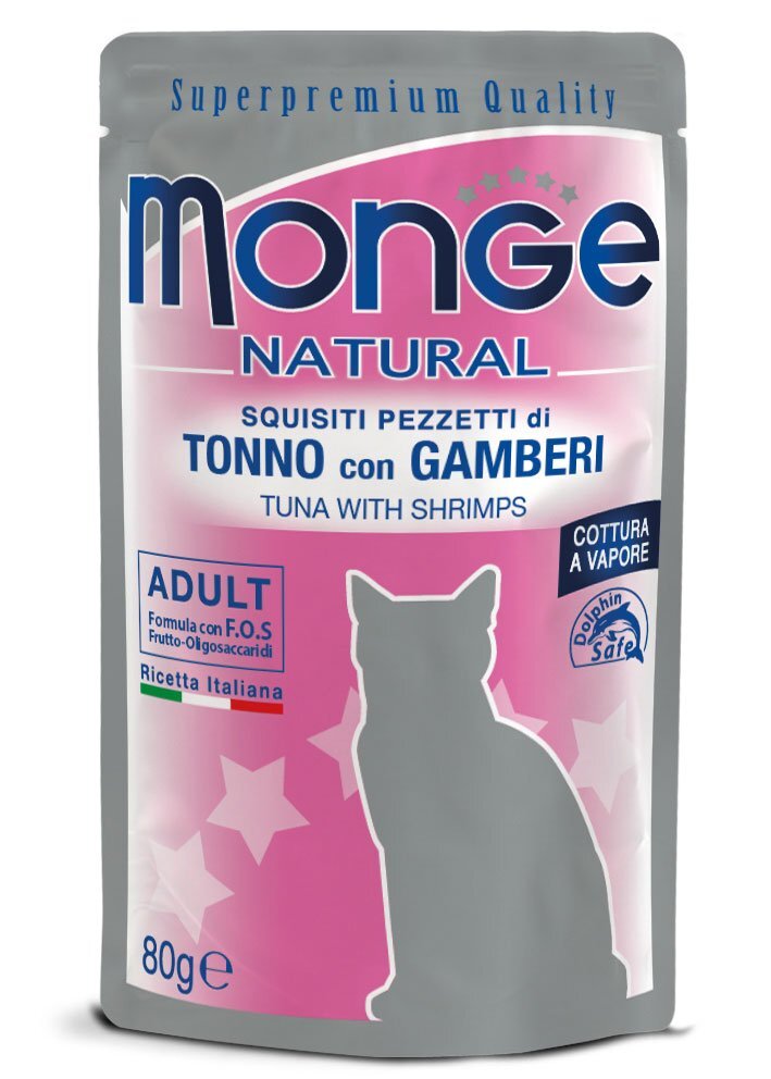 MONGE Natural Cat Tonno e Gamberi 80gr