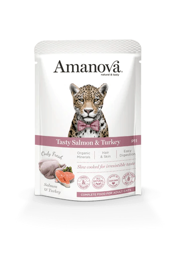 AMANOVA Gatto Adult con Salmone e Tacchino 85Gr