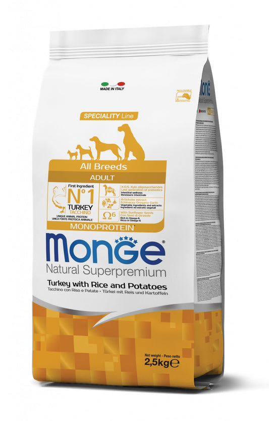 MONGE All Breeds Adult Tacchino, Riso e Patate 12Kg