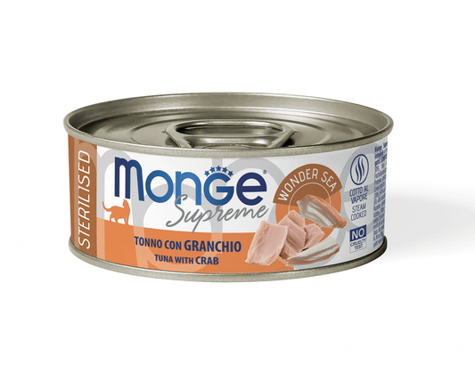 MONGE Cat Supreme Sterilised Tonno con Granchio 80Gr