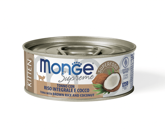 MONGE Cat Supreme Adult Tonno, Riso Integrale e Cocco 80Gr