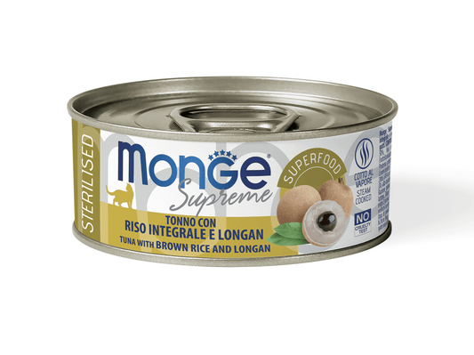 MONGE Cat Supreme Sterilised Tonno con Riso Integrale e Longan 80Gr