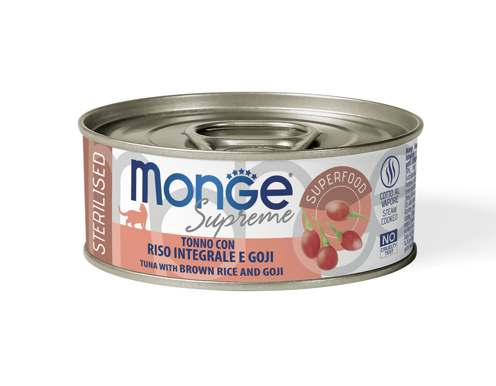 MONGE Cat Supreme Sterilised Tonno con Riso Integrale e Goji 80Gr