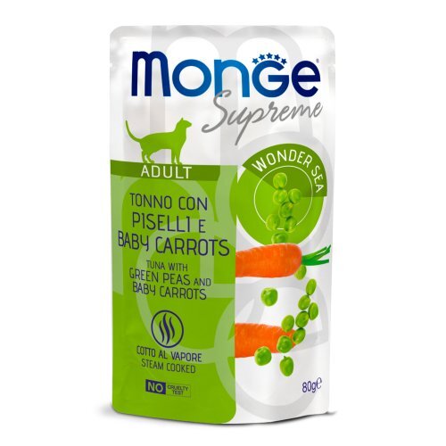 MONGE Cat Supreme Adult Tonno con Piselli e Carote 80Gr