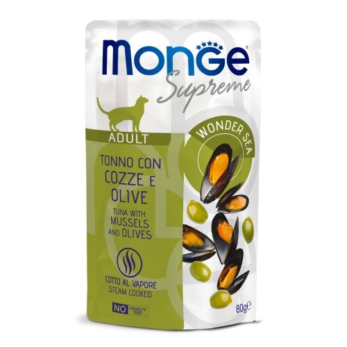 MONGE Cat Supreme Adult Tonno con Cozze e Olive 80Gr