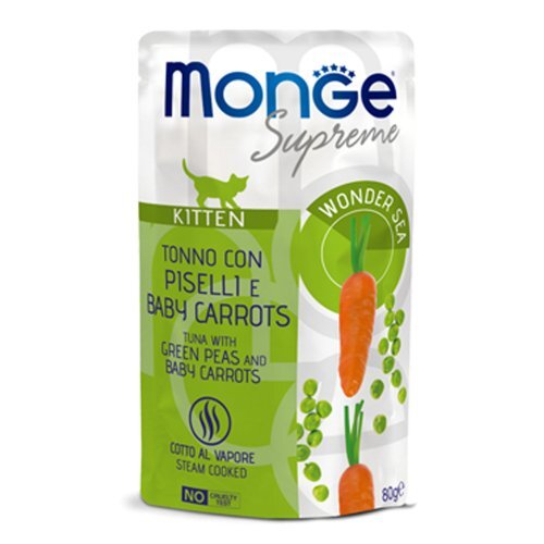 MONGE Cat Supreme Kitten Tonno con Piselli e Carote 80Gr