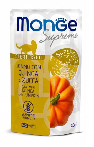 MONGE Cat Supreme Sterilised Tonno con Quinoa e Zucca 80Gr