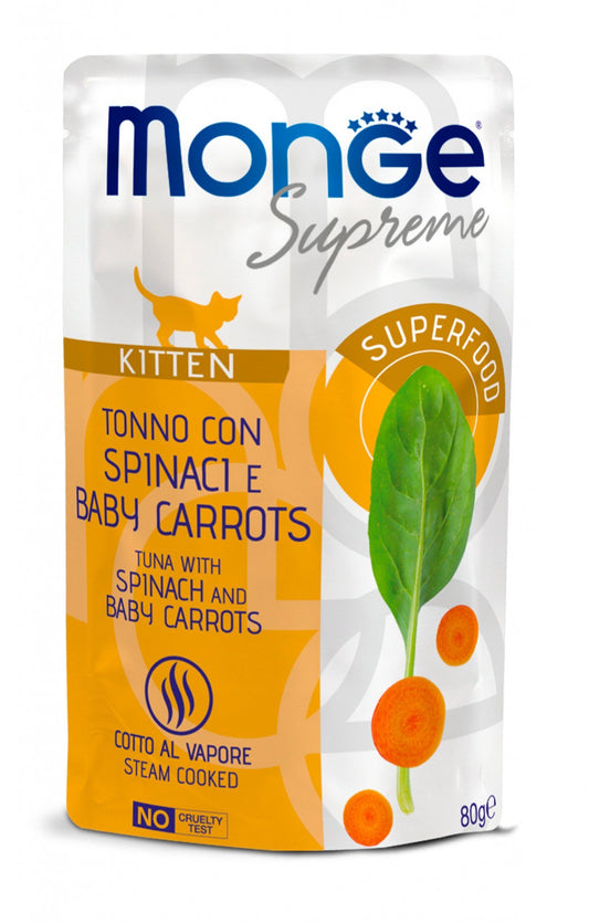 MONGE Cat Supreme Kitten Tonno con Spinaci e Carote 80Gr