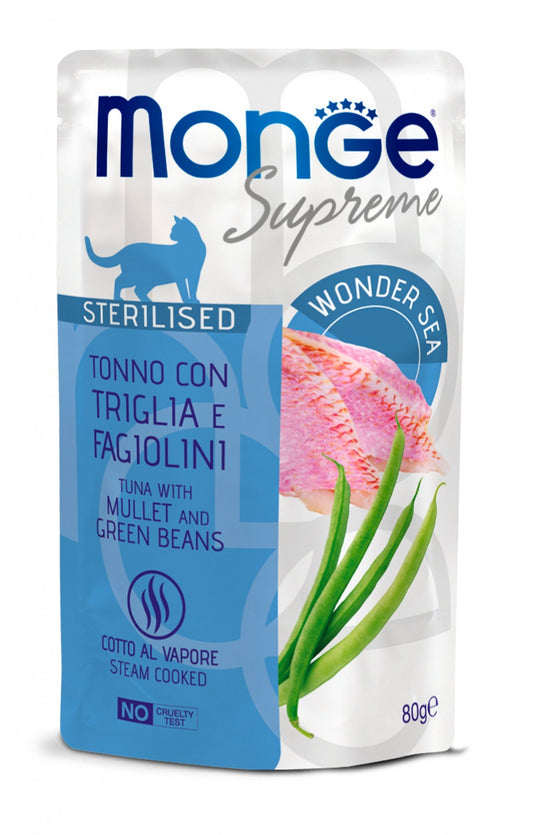 MONGE Cat Supreme Sterilised Tonno con Triglia e Fagiolini 80Gr