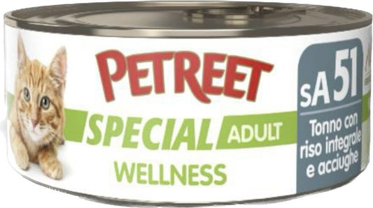 PETREET A51 Cat Wellness Tonno, Riso Integrale e Acciughe 70Gr