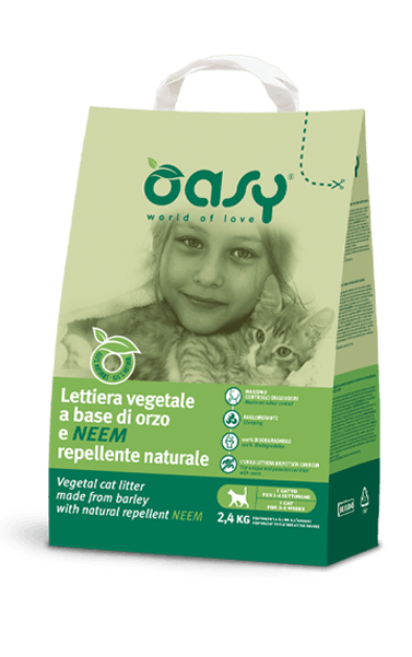 OASY Lettiera Vegetale Agglomerante all'Orzo e Neem 6Lt