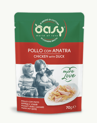 OASY Cat Natural Pollo con Anatra More Love brodo buste 24x70Gr