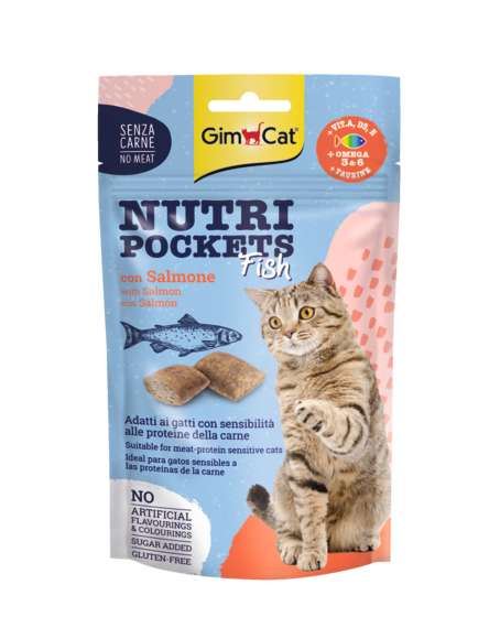 GIMCAT Snack Nutri Pockets con Salmone 60Gr