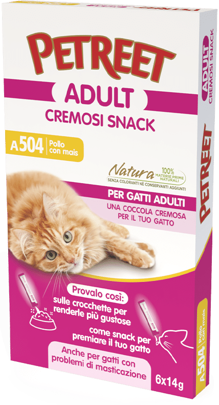 PETREET Snack A504 Cat Cremoso Pollo con Mais 6x14Gr