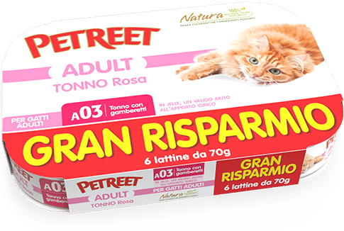 PETREET A03 Cat Multipack Tonno Rosa con Gamberetti 6x70Gr