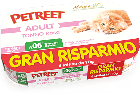 PETREET A06 Cat Multipack Tonno Rosa con Fagiolini 6x70Gr