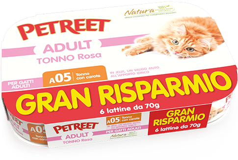 PETREET A05 Cat Multipack Tonno Rosa con Carote 6x70Gr