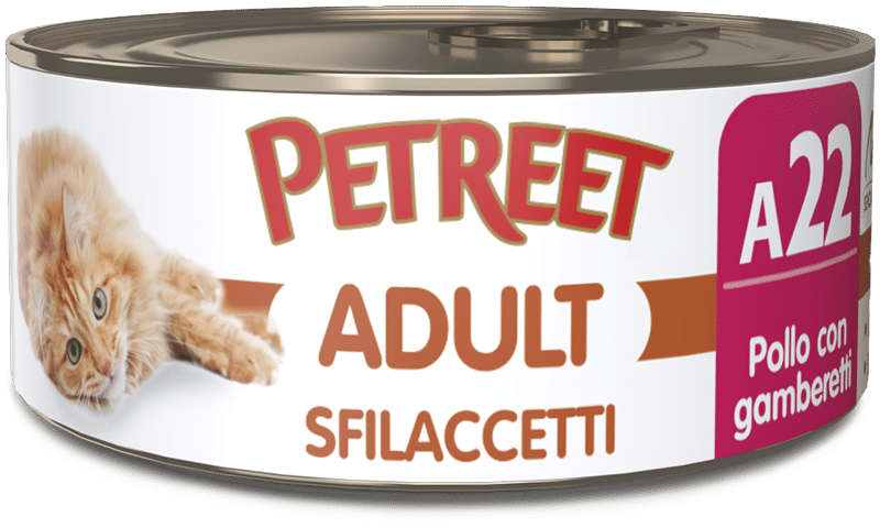 PETREET A22 Cat Sfilaccetti di Pollo con Gamberetti 70Gr