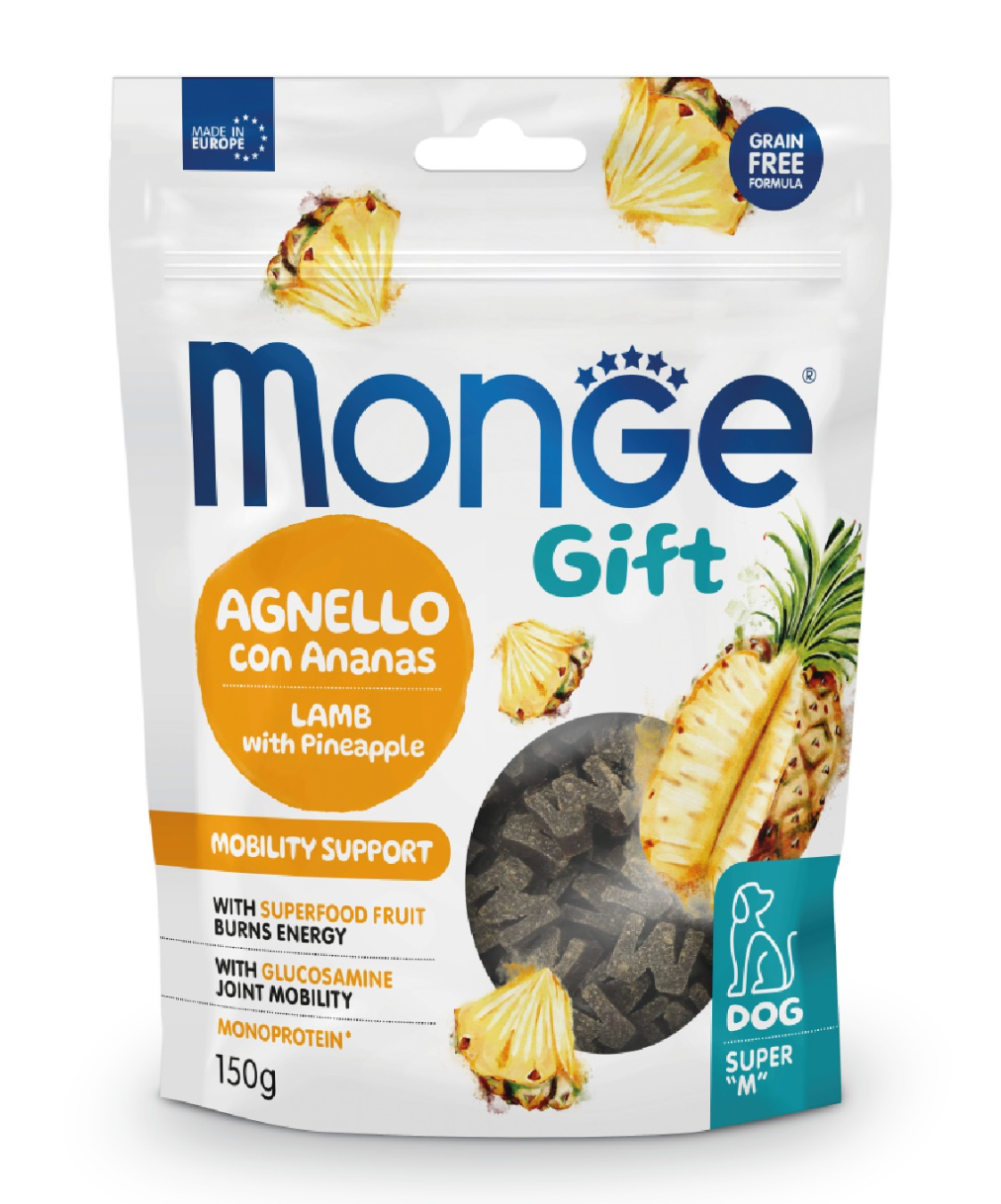 MONGE Dog Gift Super M Mobility Support all'Agnello con Ananas 150Gr