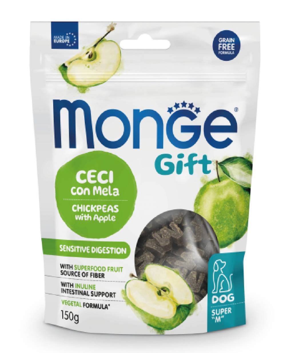 MONGE Dog Gift Super M Sensitive Digestion ai Ceci con Mela 150Gr